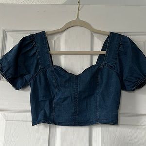Jean crop top NEVER WORN
